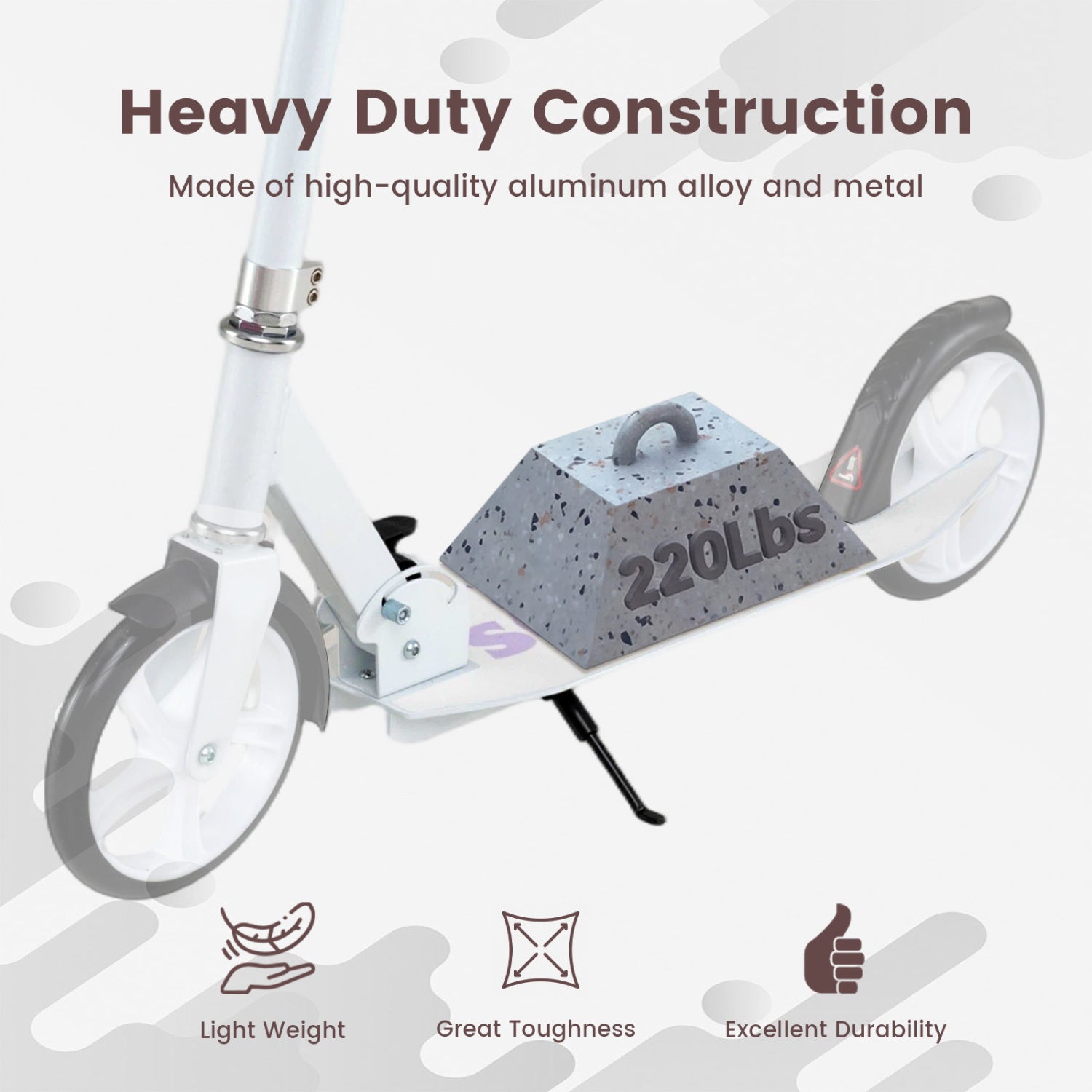 Folding Aluminum Scooter, 3 Adjustable Heights, White Scooters at Gallery Canada
