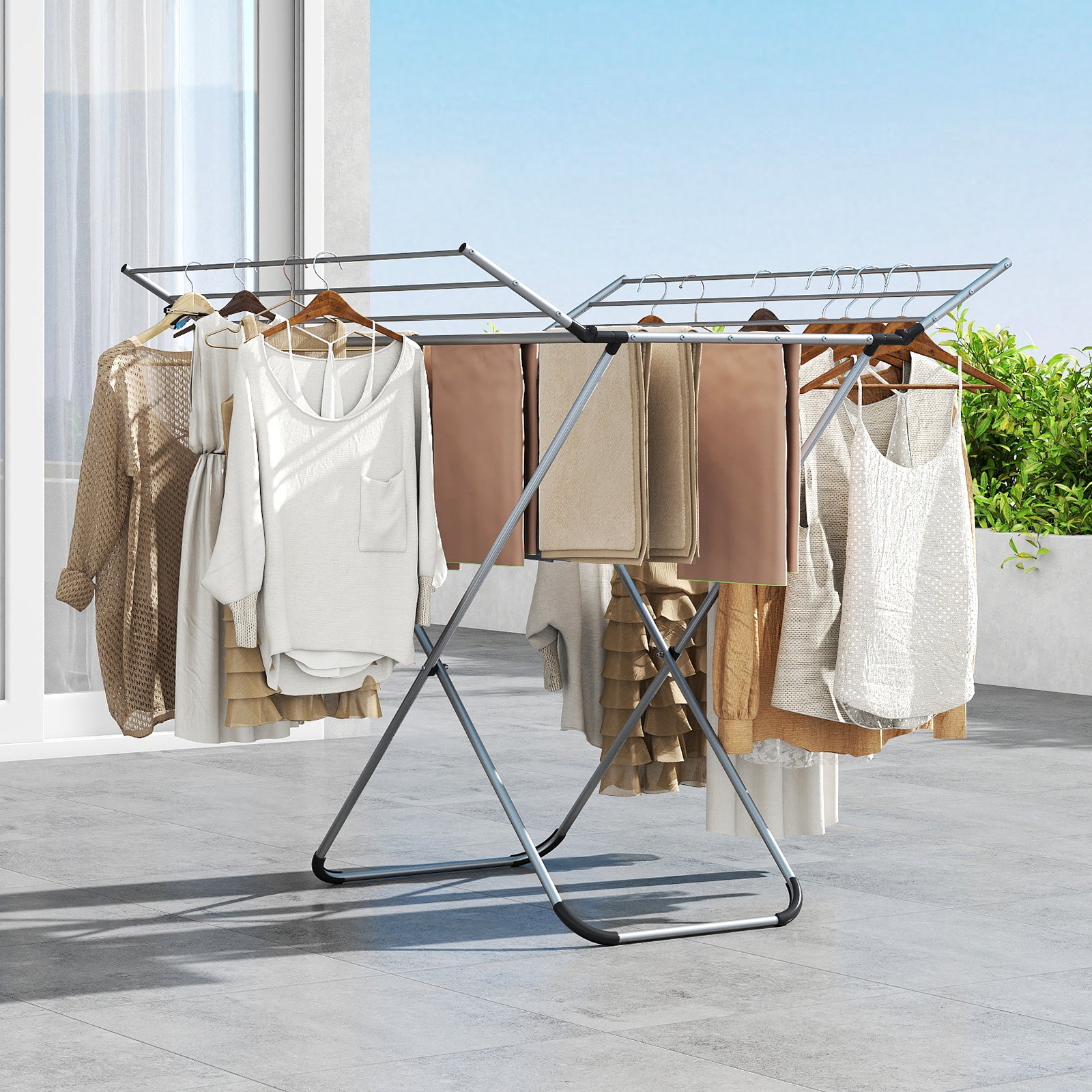 Folding Aluminum Clothes Drying Rack with 2 Side Wings Drying Racks at Gallery Canada