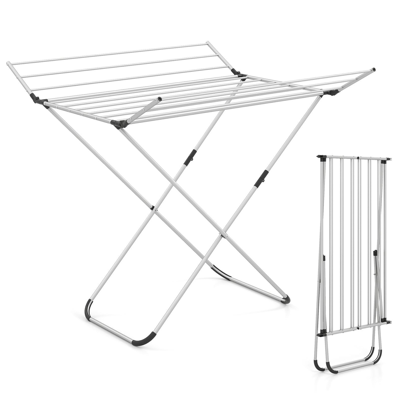 Folding Aluminum Clothes Drying Rack with 2 Side Wings Drying Racks Options at Gallery Canada