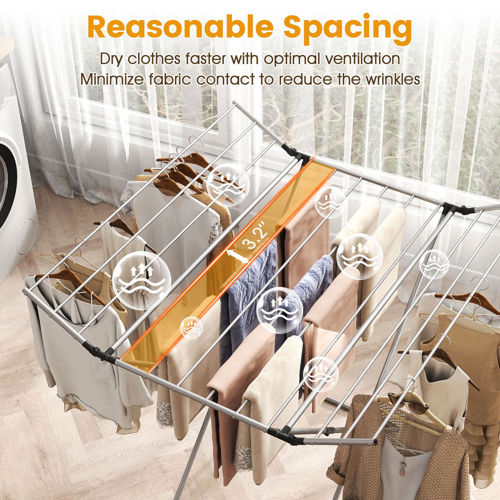 Folding Aluminum Clothes Drying Rack with 2 Side Wings Drying Racks at Gallery Canada