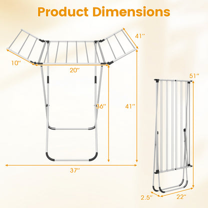 Folding Aluminum Clothes Drying Rack with 2 Side Wings Drying Racks at Gallery Canada
