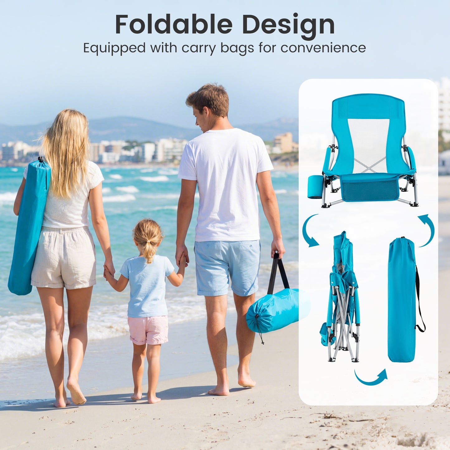 Folding Beach Chairs Set of 2, Portable Lightweight, Blue Beach & Lawn Chairs at Gallery Canada