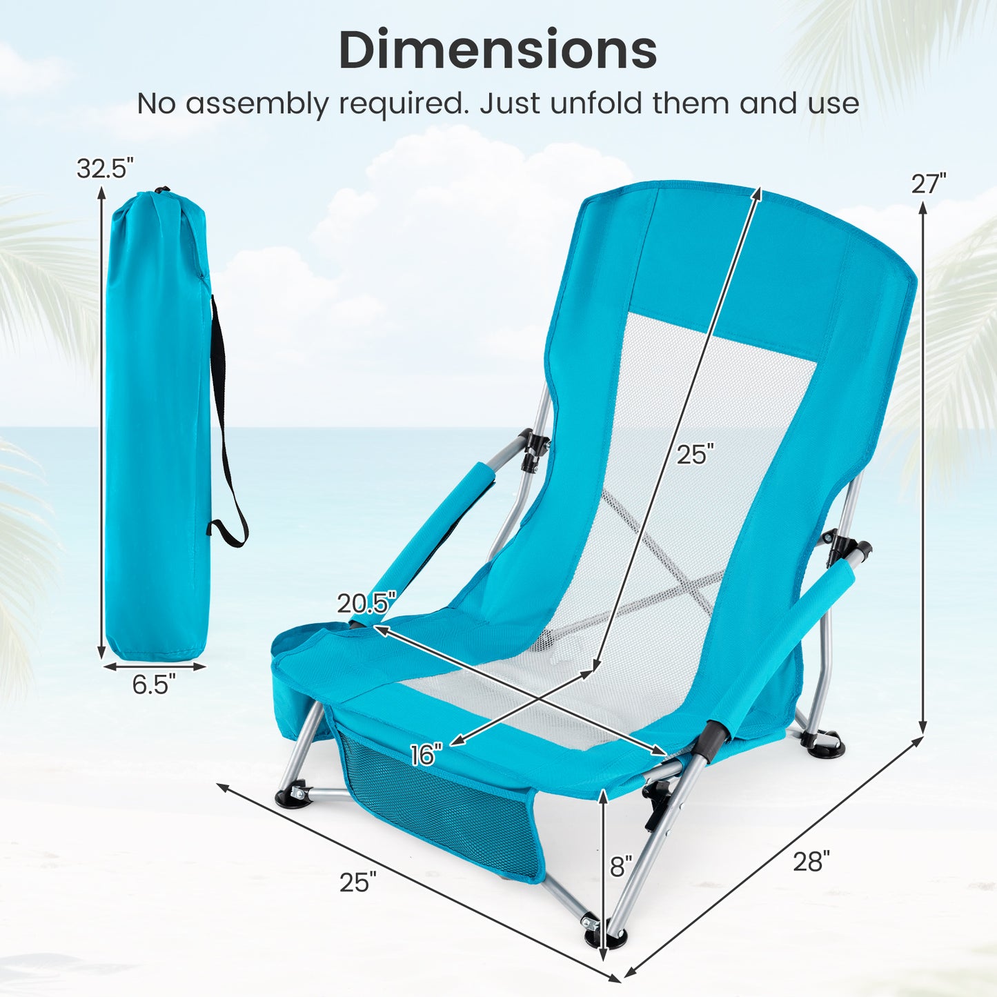 Folding Beach Chairs Set of 2, Portable Lightweight, Blue Beach & Lawn Chairs at Gallery Canada