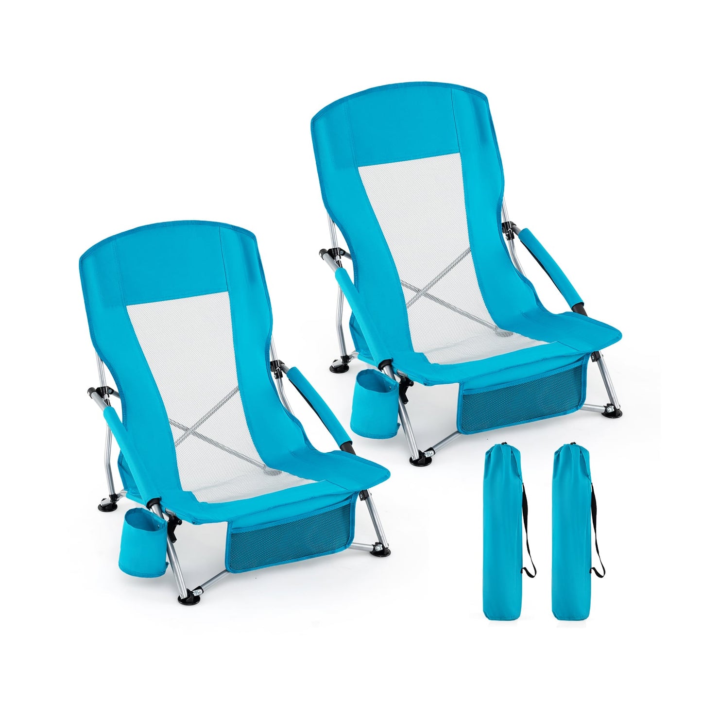 Folding Beach Chairs Set of 2, Portable Lightweight, Blue Beach & Lawn Chairs Blue at Gallery Canada