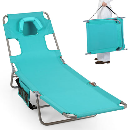 Folding Beach Lounge Chair, Adjustable Backrest, Light Green Beach & Lawn Chairs Light Green at Gallery Canada