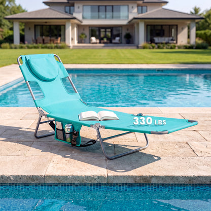 Folding Beach Lounge Chair, Adjustable Backrest, Light Green Beach & Lawn Chairs at Gallery Canada