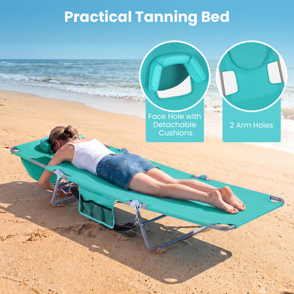 Folding Beach Lounge Chair, Adjustable Backrest, Light Green Beach & Lawn Chairs at Gallery Canada