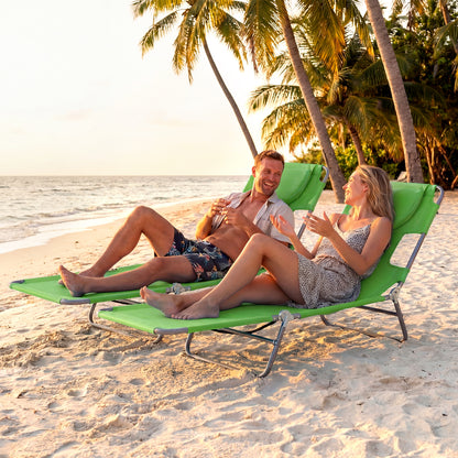 Folding Beach Lounge Chair, Adjustable Backrest, Green Beach & Lawn Chairs at Gallery Canada