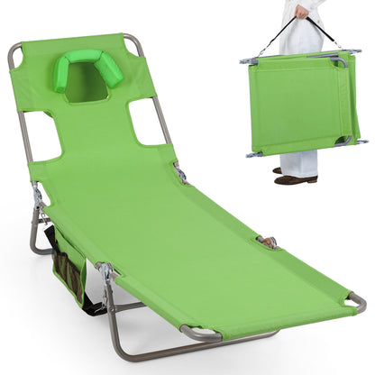 Folding Beach Lounge Chair, Adjustable Backrest, Green Beach & Lawn Chairs Green at Gallery Canada