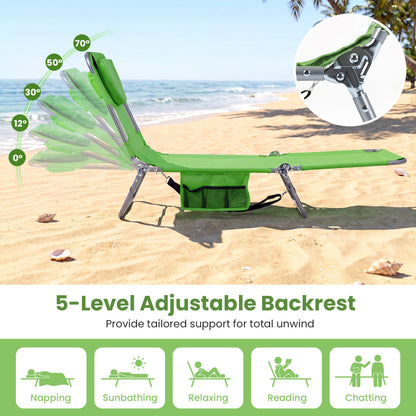 Folding Beach Lounge Chair, Adjustable Backrest, Green Beach & Lawn Chairs at Gallery Canada