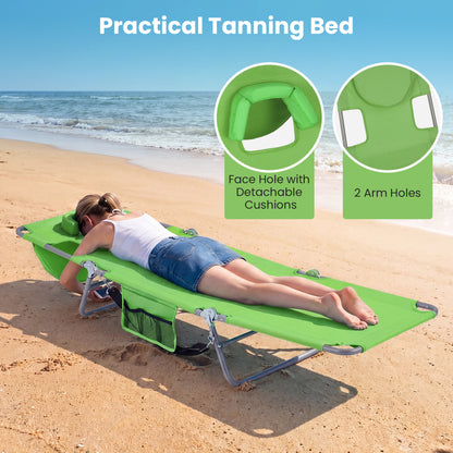 Folding Beach Lounge Chair, Adjustable Backrest, Green Beach & Lawn Chairs at Gallery Canada