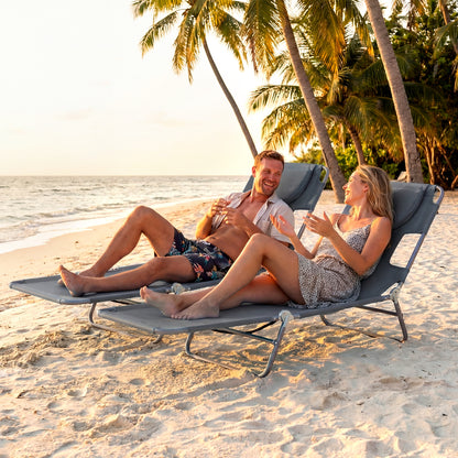 Folding Beach Lounge Chair, Adjustable Backrest, Gray Beach & Lawn Chairs at Gallery Canada