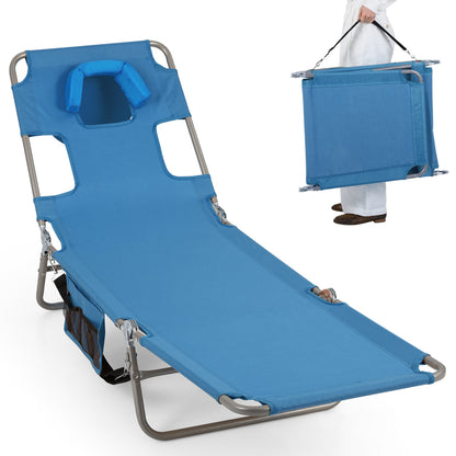 Folding Beach Lounge Chair, Adjustable Backrest, Blue Beach & Lawn Chairs Blue at Gallery Canada