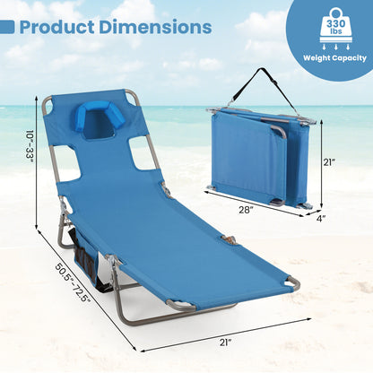 Folding Beach Lounge Chair, Adjustable Backrest, Blue Beach & Lawn Chairs at Gallery Canada