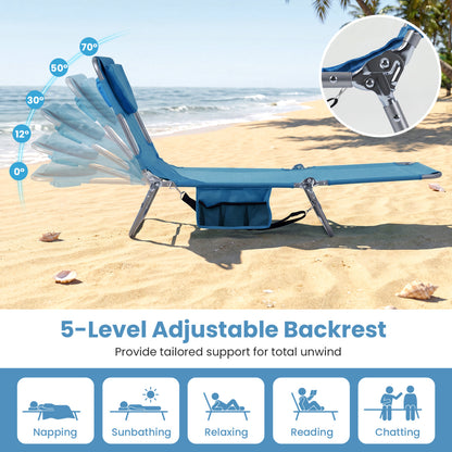 Folding Beach Lounge Chair, Adjustable Backrest, Blue Beach & Lawn Chairs at Gallery Canada