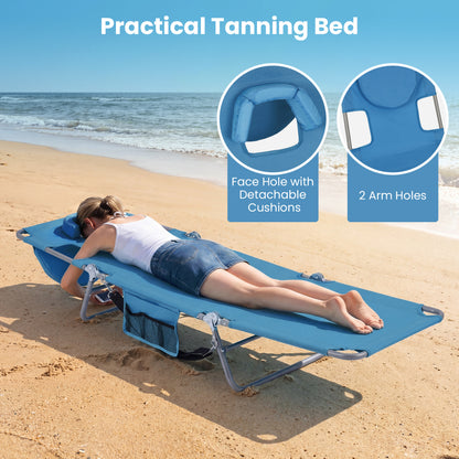 Folding Beach Lounge Chair, Adjustable Backrest, Blue Beach & Lawn Chairs at Gallery Canada