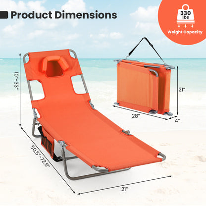Folding Beach Lounge Chair, Adjustable Backrest, Orange Beach & Lawn Chairs at Gallery Canada