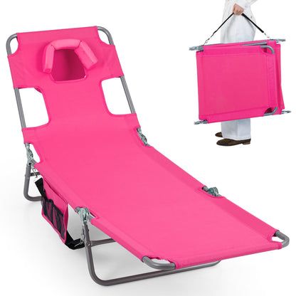 Folding Beach Lounge Chair, Adjustable Backrest, Pink Beach & Lawn Chairs at Gallery Canada