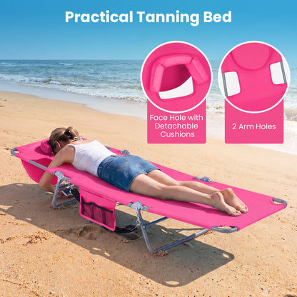 Folding Beach Lounge Chair, Adjustable Backrest, Pink Beach & Lawn Chairs at Gallery Canada