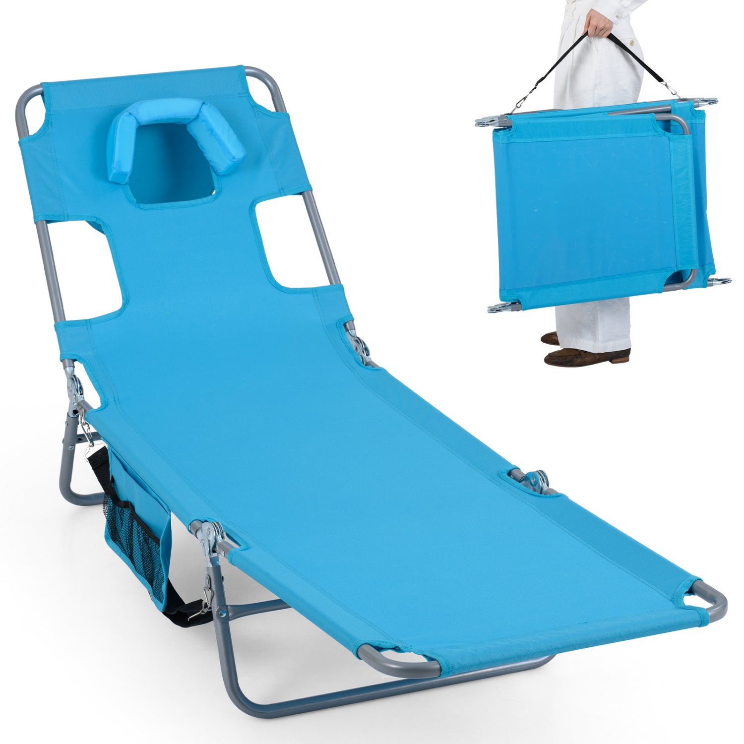 Folding Beach Lounge Chair, Adjustable Backrest, Turquoise Beach & Lawn Chairs at Gallery Canada