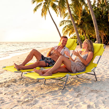 Folding Beach Lounge Chair, Adjustable Backrest, Yellow Beach & Lawn Chairs at Gallery Canada