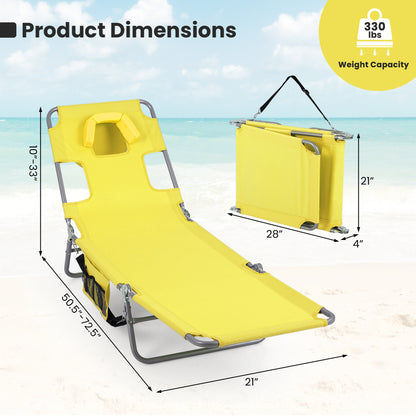 Folding Beach Lounge Chair, Adjustable Backrest, Yellow Beach & Lawn Chairs at Gallery Canada