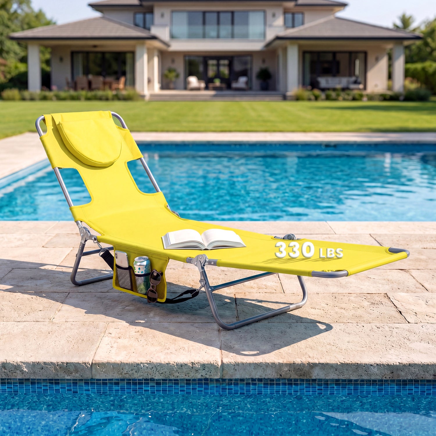 Folding Beach Lounge Chair, Adjustable Backrest, Yellow Beach & Lawn Chairs at Gallery Canada