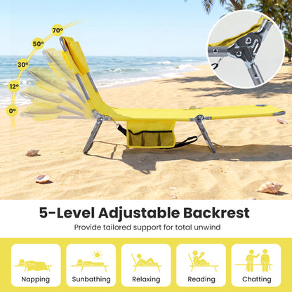 Folding Beach Lounge Chair, Adjustable Backrest, Yellow Beach & Lawn Chairs at Gallery Canada