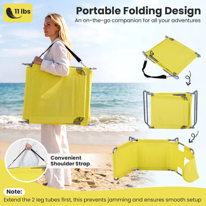 Folding Beach Lounge Chair, Adjustable Backrest, Yellow Beach & Lawn Chairs at Gallery Canada