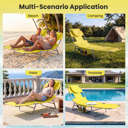 Folding Beach Lounge Chair, Adjustable Backrest, Yellow Beach & Lawn Chairs at Gallery Canada