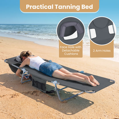 Folding Beach Lounge Chair, Adjustable Backrest, Gray Beach & Lawn Chairs at Gallery Canada