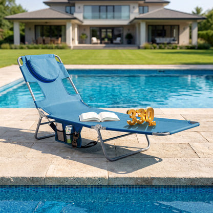 Folding Beach Lounge Chair, Adjustable Backrest, Blue Beach & Lawn Chairs at Gallery Canada