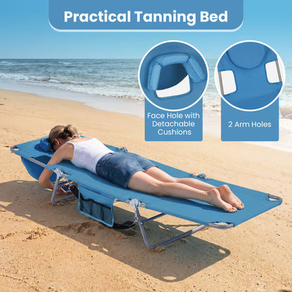 Folding Beach Lounge Chair, Adjustable Backrest, Blue Beach & Lawn Chairs at Gallery Canada