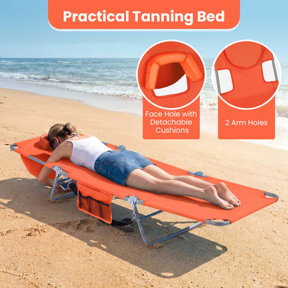 Folding Beach Lounge Chair, Adjustable Backrest, Orange Beach & Lawn Chairs at Gallery Canada