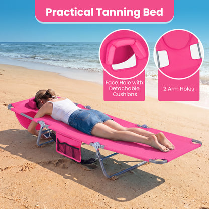 Folding Beach Lounge Chair, Adjustable Backrest, Pink Beach & Lawn Chairs at Gallery Canada