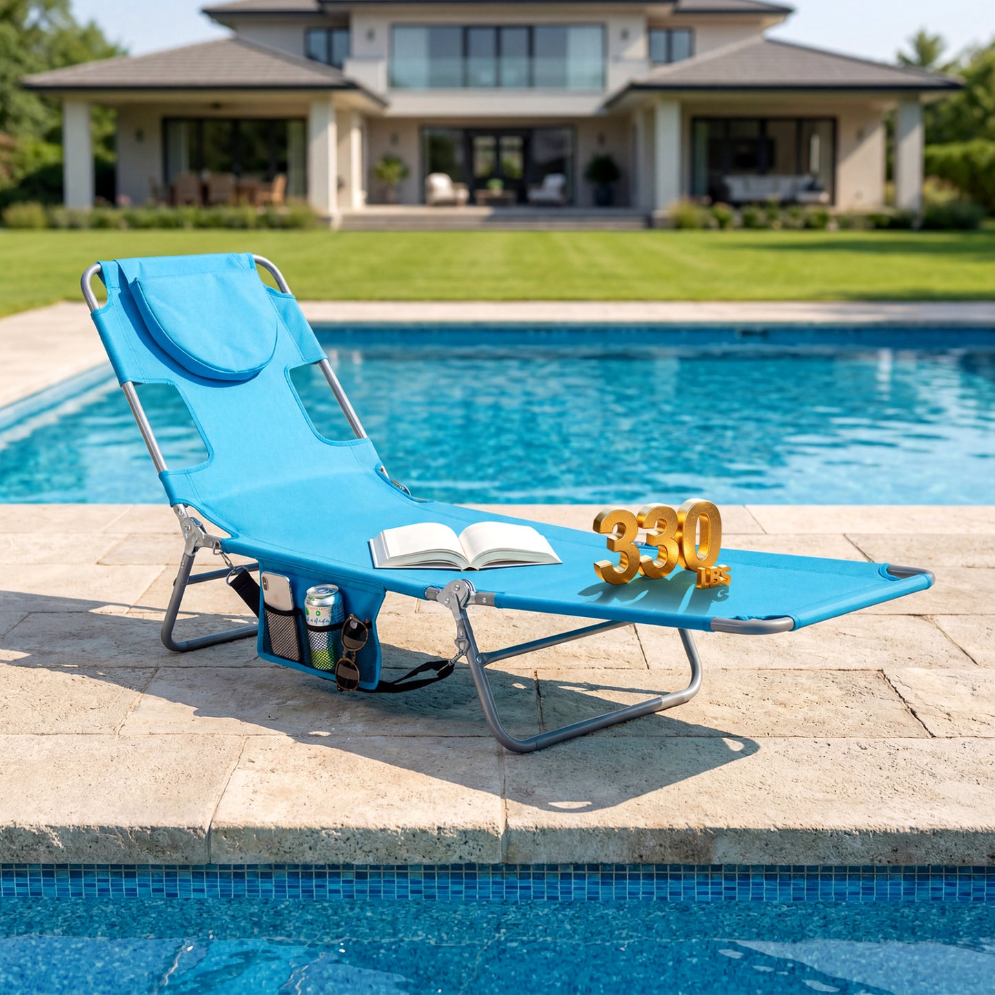 Folding Beach Lounge Chair, Adjustable Backrest, Turquoise Beach & Lawn Chairs at Gallery Canada
