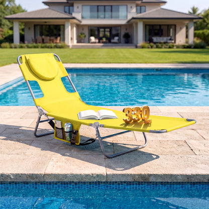 Folding Beach Lounge Chair, Adjustable Backrest, Yellow Beach & Lawn Chairs at Gallery Canada