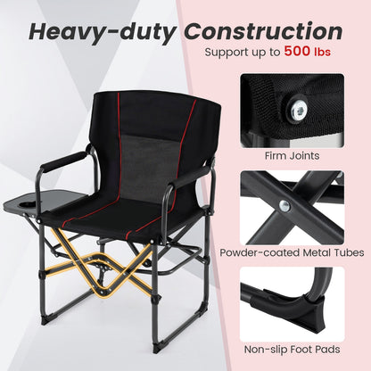 Folding Camping Chair With Side Table, Cup Holder, Black Camping Furniture at Gallery Canada