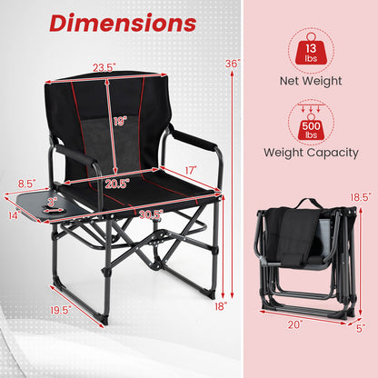 Folding Camping Chair With Side Table, Cup Holder, Black Camping Furniture at Gallery Canada