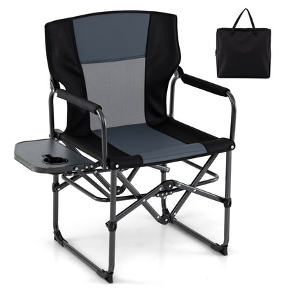 Folding Camping Chair, Side Table, Cup Holder, Carrying Bag, Gray, Black Camping Furniture at Gallery Canada
