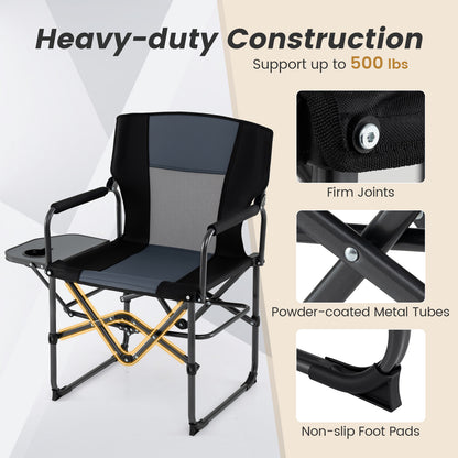 Folding Camping Chair, Side Table, Cup Holder, Carrying Bag, Gray, Black Camping Furniture at Gallery Canada