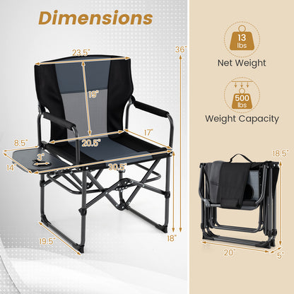 Folding Camping Chair, Side Table, Cup Holder, Carrying Bag, Gray, Black Camping Furniture at Gallery Canada