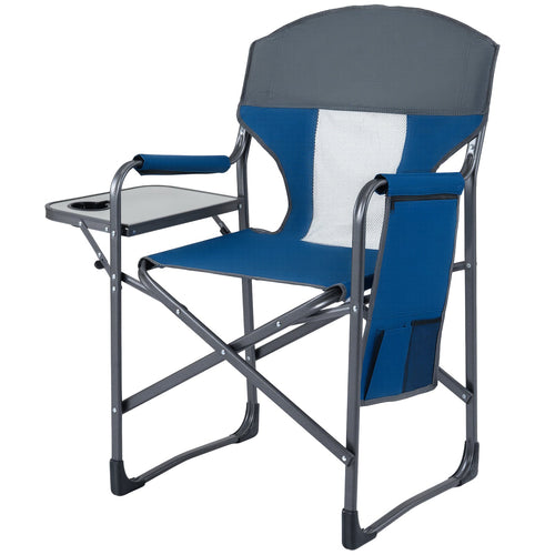 Folding Camping Chair With Cup Holder, Storage Pocket, Navy