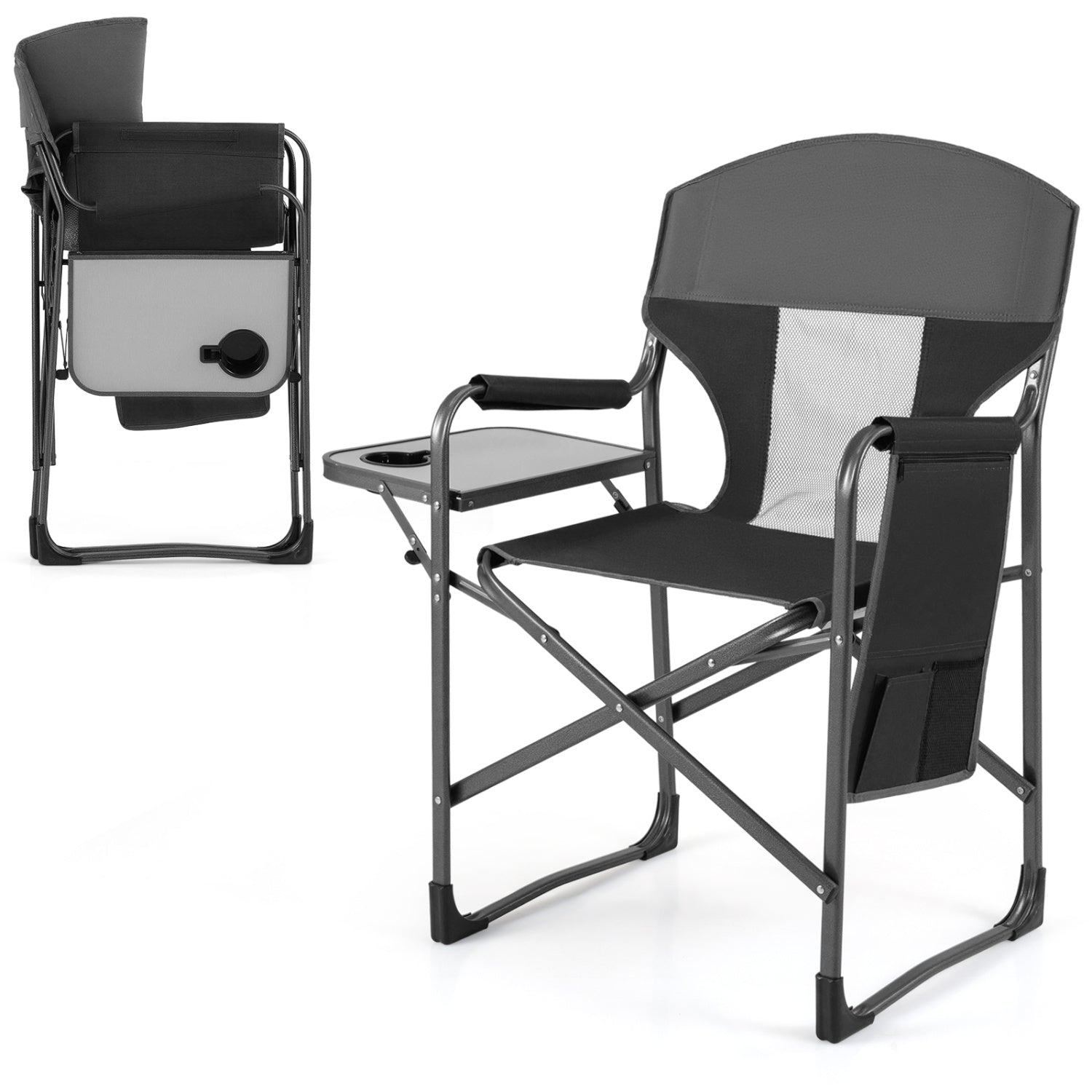 Folding Camping Chair With Cup Holder, Storage Pocket, Black Camping Furniture at Gallery Canada