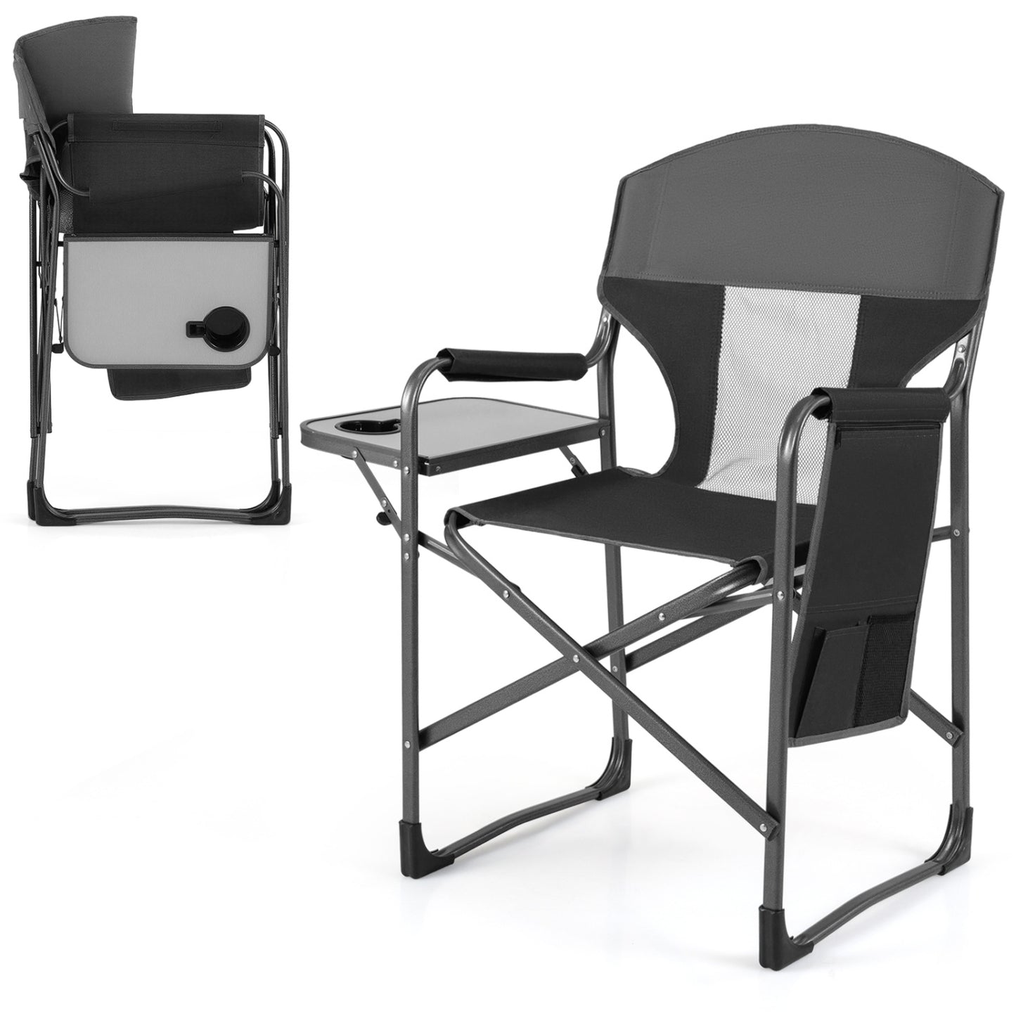 Folding Camping Chair With Cup Holder, Storage Pocket, Black Camping Furniture at Gallery Canada