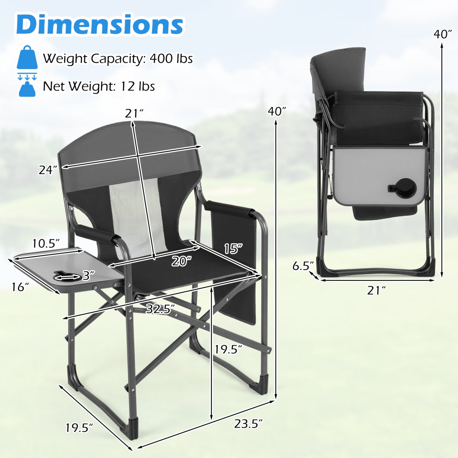 Folding Camping Chair With Cup Holder, Storage Pocket, Black Camping Furniture at Gallery Canada