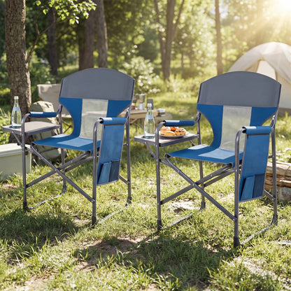 Folding Camping Chair With Cup Holder, Storage Pocket, Navy Camping Furniture at Gallery Canada