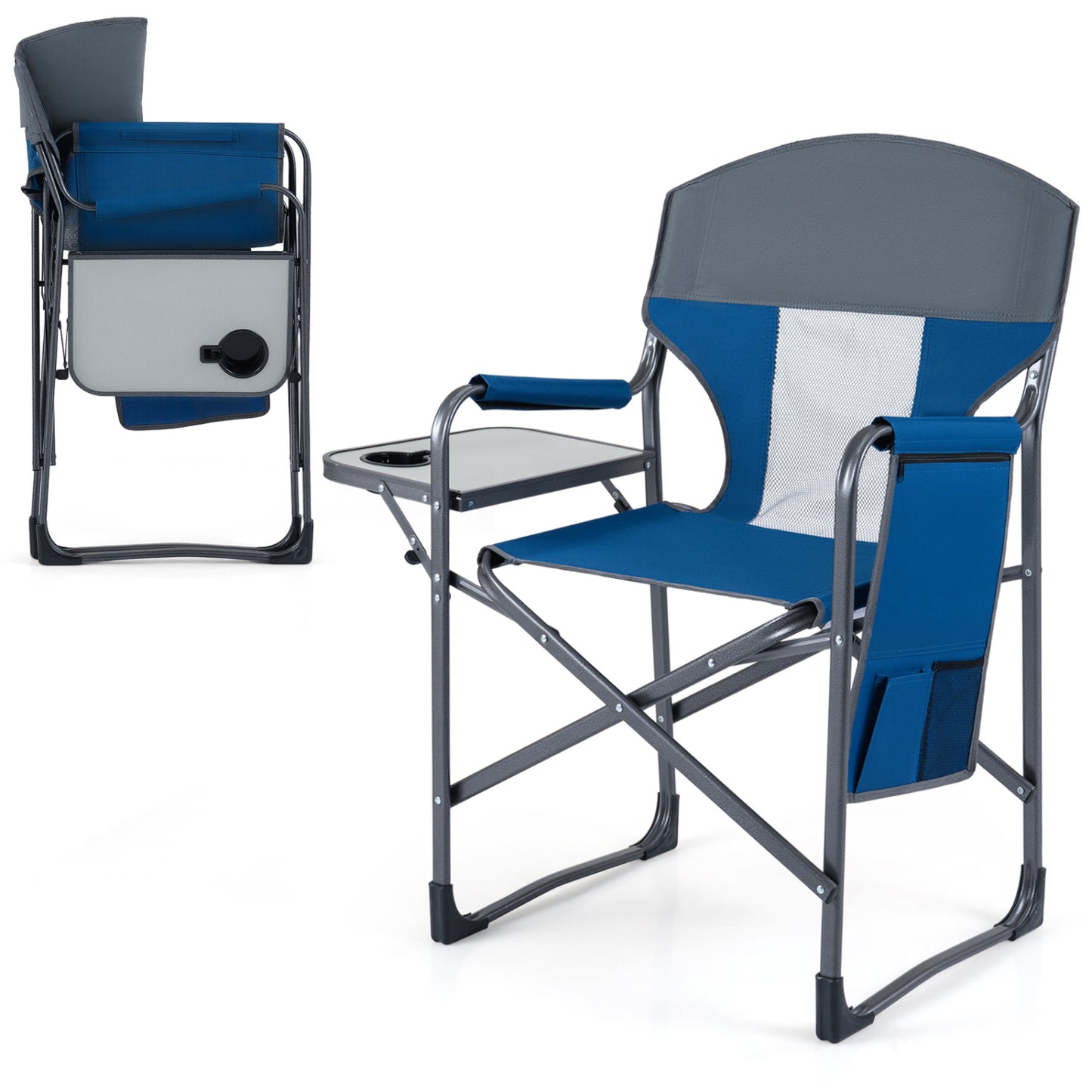 Folding Camping Chair With Cup Holder, Storage Pocket, Navy Camping Furniture Navy at Gallery Canada