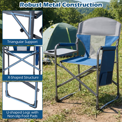 Folding Camping Chair With Cup Holder, Storage Pocket, Navy Camping Furniture at Gallery Canada