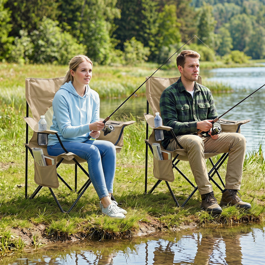 Folding Camping Chair With Mesh Backrest, Green